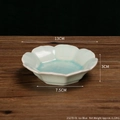 Ice blue ceramic petal snack plate with crackle glaze finish, 13cm diameter dish - Ice Blue-Eight Petals