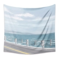 Close-up of bohemian coastal road tapestry showing detailed sea landscape and soft fabric folds - 73X95CM / Coast Road (Brushed)