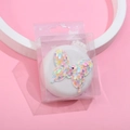 Portable white folding hairbrush with colorful butterfly sequins in clear display box - M5P White Butterfly