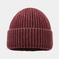 Detailed rib knit texture and wide folded brim of the burgundy winter beanie hat - One Size / Burgundy
