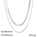 Set collana in acciaio al titanio argento con catena a serpente 4mm e catena Figaro 3mm - Argento (KN232340-Z)