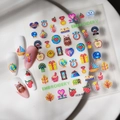 Stickers à ongles 3D avec motifs de pixels colorés et texture broderie - Style Pixel Broderie (FEB-829)