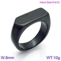 Anello con sigillo in acciaio inossidabile nero da 8mm con piano piatto opaco - Stile Freccia Nera