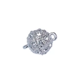 Silver spherical magnetic clasp with clear rhinestones for necklace or bracelet - Rhinestone Ball Silver 10mm