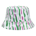 Green and pink abstract wave pattern bucket hat with vibrant colored textile texture - Green Pink Abstract (D-28)