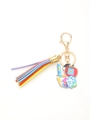 Close-up of school-themed keychain with colorful tassels and teacher gift pendants - School ABC Theme Style (20610)