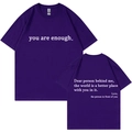T-shirt femme en coton violet foncé avec imprimé lettrage blanc inspirant recto verso - S / Hauts / Violet