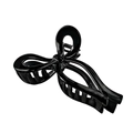 Glossy black bow-shaped hair claw clip with hollow-out design for women's hair styling - Bright Black