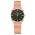 Women's rose gold mesh watch with dark green dial and sparkling diamond accents - Green Dial (Rose Gold Strap)