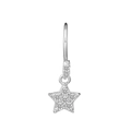 Silver star pendant nose ring with sparkling cubic zirconia on a white background - Silver Star Nose Ring (K-704)