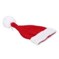 Cappello natalizio in maglia rossa e bianca con pompon dal classico design festivo - Stile Patchwork Rosso Bianco (N)