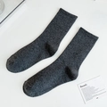 Dark grey crew socks with a vertical ribbed texture and minimalist cotton design - One Size / Dark Gray