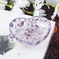 Heart-shaped resin tray with purple crystal stones and iridescent glitter accents - 16 Amethyst + Sequins