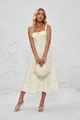 Floral print summer sundress with sleeveless strap and side slit in white and yellow - White with Bright Yellow Floral