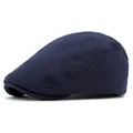 Klassische marineblaue Schiebermütze aus Wolle für Damen und Herren im britischen Stil - Verstellbar (55-59cm) / Marineblau