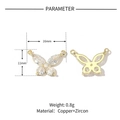 Connecteurs de bijoux papillon plaqués or 14K avec zircons, taille 16mm x 11mm - YE027-2 Or Papillon