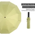 Automatic matcha green 12-rib umbrella with UV protection and 105cm wide canopy - 12-Rib Automatic Black Glue / Matcha Green-12 Ribs
