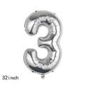 Silver 32-inch number 3 aluminum foil balloon for birthday party decorations - Number 3 / Silver