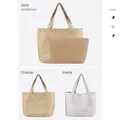 Handwoven metallic gold and silver tote bag set with matching zipper pouch - Gold/Silver (2 Pcs Set)