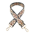 Detail of bohemian geometric pattern bag strap with adjustable gold lobster clasp hardware - Pattern 195