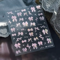 3D embossed pink bowknot nail art stickers with aurora glitter finish, style M-1174 - 3D Relief Bowknot (Transparent Glass Shards)
