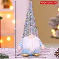 Gnome de Noël bleu en peluche avec jambes longues et bonnet tricoté coloré, 25 cm - Vieil Homme Sans Visage-E