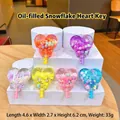Colorful heart-shaped liquid acrylic keychain charms in six vibrant colors - 1 Piece / Snowflake Heart Key