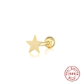 Macro shot of 925 sterling silver gold star piercing stud with screw back on white background - #11 Polished Star / Gold-Single