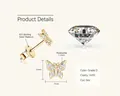 Golden S925 sterling silver butterfly stud earrings with 1.2mm Moissanite stones - 0.05ct+0.05ct / Gold