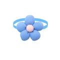 Detailed view of a blue and pink knitted flower bowtie for pet grooming decoration - BT429-9 Blue/Pink