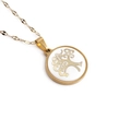 Collier en acier titane doré avec pendentif arbre de vie 3D sur un fond blanc pur - Pendentif Arbre de Vie Doré