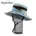 Outdoor digital blue camouflage sun hat with wide brim and breathable mesh band - Digital Blue