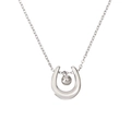 Collana con pendente a ferro di cavallo in argento lucido e perla mobile su catenina - Collana con Ciondolo a Ferro di Cavallo Argentato con Perline