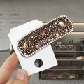 Elegante pinza rectangular para el pelo con cristales ámbar y transparentes - Vidrio de Cristal [Oro Cuadrado]