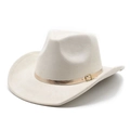 Detail of white felt cowboy hat featuring a gold metallic band and adjustable buckle - M (56-58cm) / Off White
