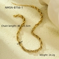 Detail der goldenen gedrehten Seilkette mit Längen- und Breitenmaßen im Detail - 40,5+5,5 cm/0,68 cm Breit / Gold (NMSN-B756-1)