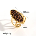 Goldener geometrischer Edelstahlring mit Leopardenmuster, Abmessungen und 5g Gewicht - Ovaler Leopardenmuster-Stil (TR4488)