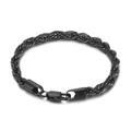 Bracelet chaîne torsadée en acier inoxydable noir avec fermoir mousqueton pour hommes et femmes - 6mm / Noir / 20cm