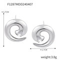 Minimalistische spiraal oorknopjes in zilveren afwerking met peervormige zirkoon - Spiraal Zirconia Oorbellen / Zilver
