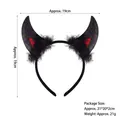Glittery black devil horn headband with red triangles and feathers for Halloween costume - Glitter Black Horns with Black Feather