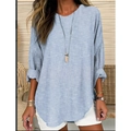 Vintage Damen Langarmshirt mit blau-weißen Streifen, Rundhalsausschnitt und lockerer Passform - S / Oberteile / Hellblau