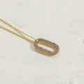 Collier doré élégant avec pendentif ovale serti de pierres de zircone violettes - Or 14K Violet