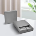 Gray sliding drawer ring box with push opening mechanism and jewelry display insert - 9*9*2CM / Gray