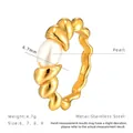 Détail de la bague torsadée plaquée or 14 carats avec perle d'eau douce de 6,7mm - Taille US 6 / Bague en Perle d'Eau Douce Torsadée