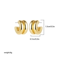 Chunky 18K gold plated C-shaped geometric hoop earrings in polished stainless steel - Double Layer Arc Hoop Earrings (22265_18)