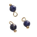 Tre ciondoli in lapislazzuli sfaccettato blu scuro con anelli in metallo dorato per DIY - Lapislazzuli (4mm, 5 Pezzi/Confezione)