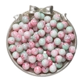 Pink and green 10mm marble glazed beads with gold leaf patterns for DIY jewelry - Porcelain Floral Pink Green Beads
