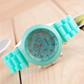 Geneva mint green silicone quartz watch with rose gold case and Arabic numerals - Mint Green