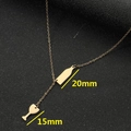Gold stainless steel necklace featuring wine bottle and glass charms with size details - Gold Wine Bottle & Glass