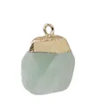 Natural light green crystal gemstone pendant with gold plated cap for birthstone jewelry - Gold Edging / Green Fluorite